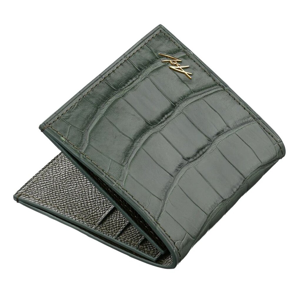 Luxury Alligator Leather Wallet – Handmade Slim Minimalist Avocado Wallet